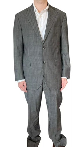 HERREN SUITSUPPLY WOLLE MOHAIR 2 TEILER SLIM ANZUG GRAU NADELSTREIFEN 52 42 TAILLE 36