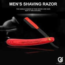 Men's Shaving Razor Grooming Beard Trim Line Razor Straight Edge Red Wood Handle