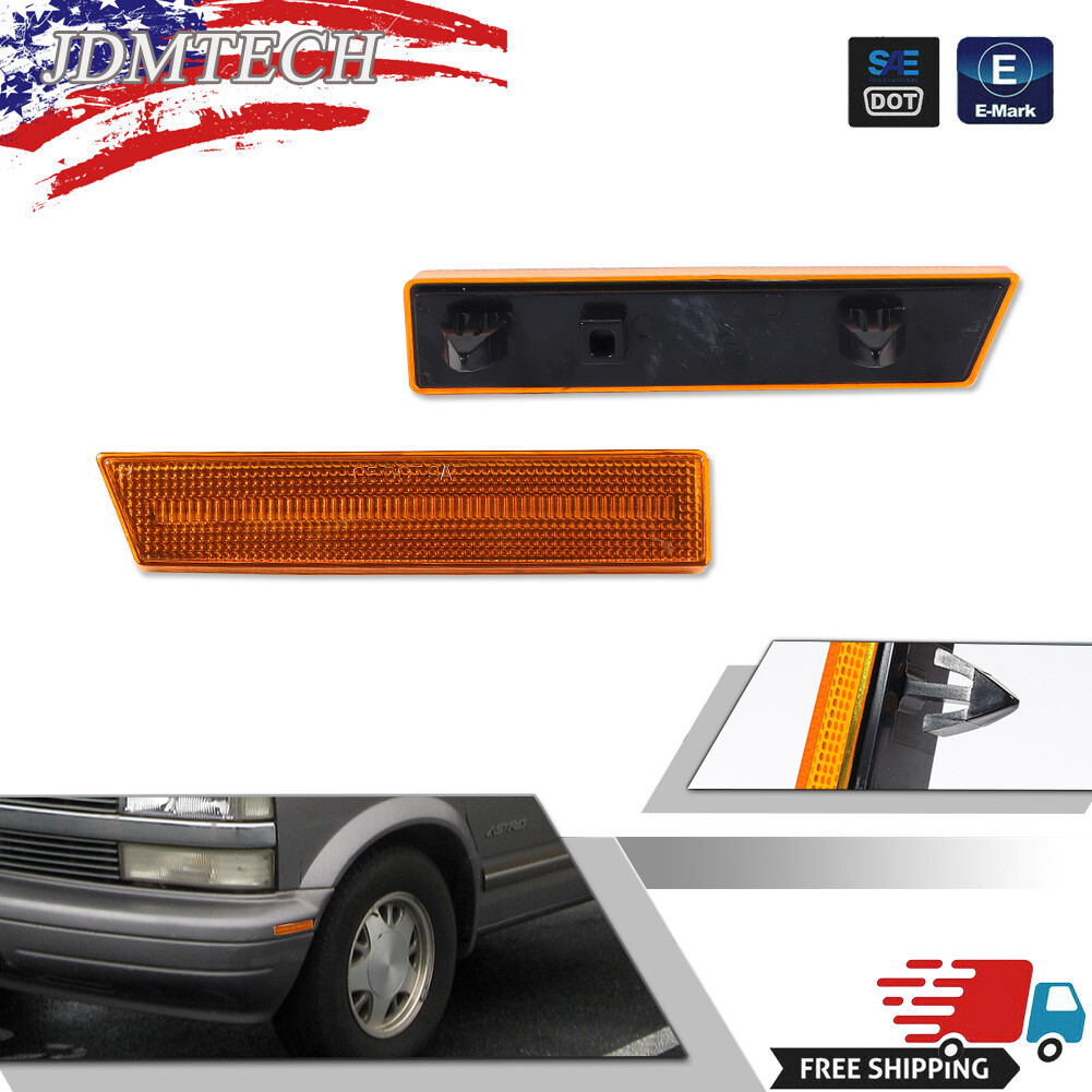 2x Amber Front Side Marker Light Housings For 9505 Chevy Astro / GMC