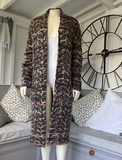 Monsoon Chunky Knit Long Coatigan Cardigan Coat Mohair Blend L 16 18