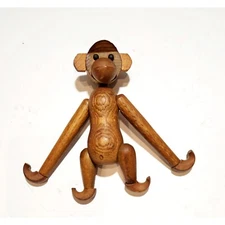 Vintage Zooline Danish Wooden Lucky Hanging Monkey