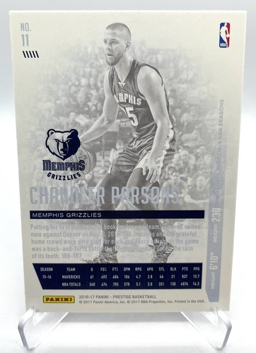 Chandler Parsons 2016-17 Panini Prestige Basketball #11 NBA Card - Picture 2 of 3