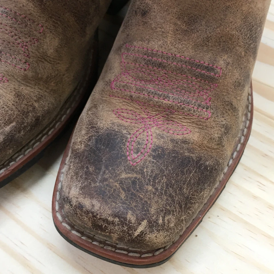 Botas Dan Post Youth 1.5 D Majesty Western Pull On Cowboy Marrom Couro Roxo - Imagem 3 de 4