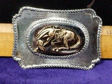 Vintage Metal Bucking Bronco Horse Rodeo State Fair Belt Buckle B4-4-6-S