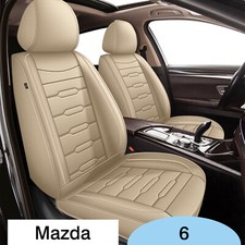 For Mazda 6 2010-2021 Full Set Car 5-seat Covers Cushion Pad Faux Leather Beige