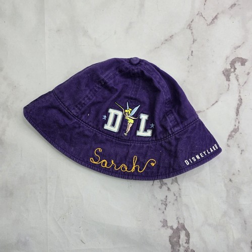 Disneyland Hat Girls Youth Purple Bucket 90s Y2K Sarah Embroidered Tinker Bell
