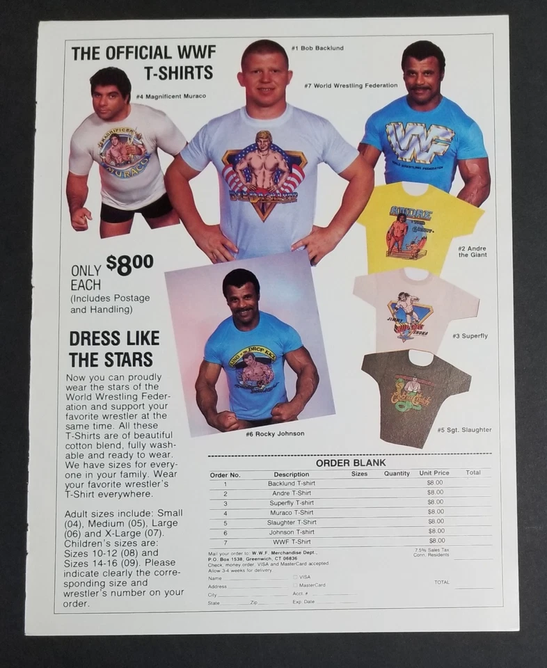 Sergeant Slaughter 1984 WWF Program USA FLAG PINUP front Merchandise ad back WWE - Image 2 of 4