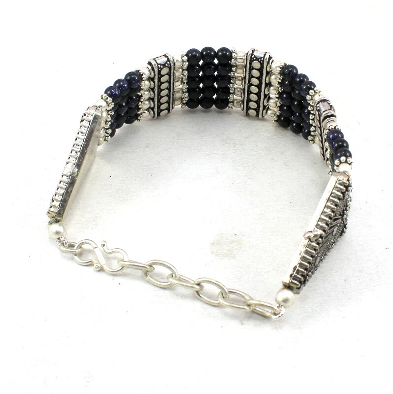 Pulsera Piedras Preciosas Púrpura Natural Hecha a Mano Cuentas Joyería de Moda Foto 3 de 3