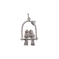 NEW Love Birds Charm & Gift Box 925 Solid Sterling Silver 1.8g & Gift Box