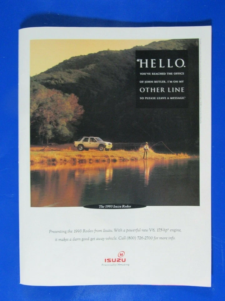 1993 Isuzu Rodeo Hello You Have Reached The Office Original Print Ad 8.5 x 11" - Image 3 of 4