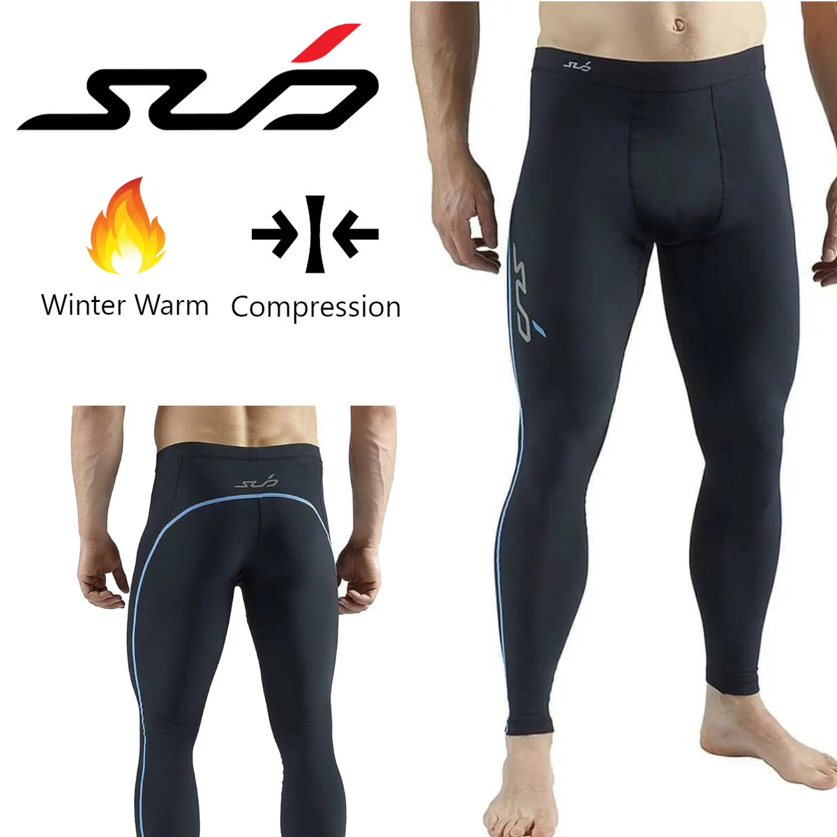 MENS THERMAL LEGGINGS TIGHTS BLACK COMPRESSION BASE LAYER WINTER SKINS SUB  SPORT