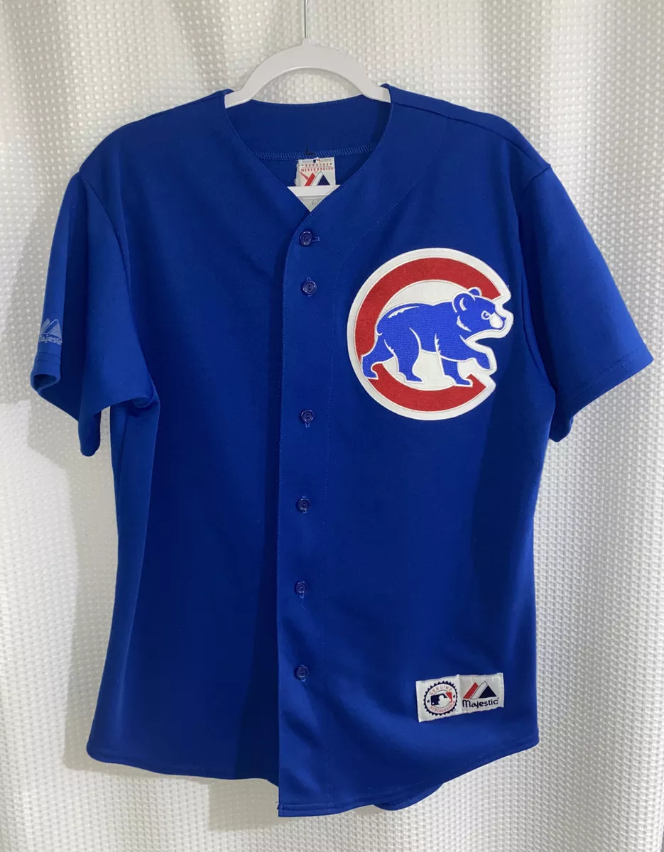 MENS USED MAJESTIC CHICAGO CUBS BLUE BASEBALL JERSEY Number# 5 GARCIAPARRA