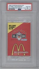 1996 Fleer NBA McDonalds Sealed Cello Pack NBA Kobe Bryant RC on Back PSA 10