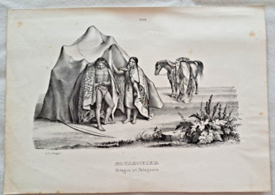 Honegger Patagonian Patagon et Patagones Indians South America Lithograph 1845