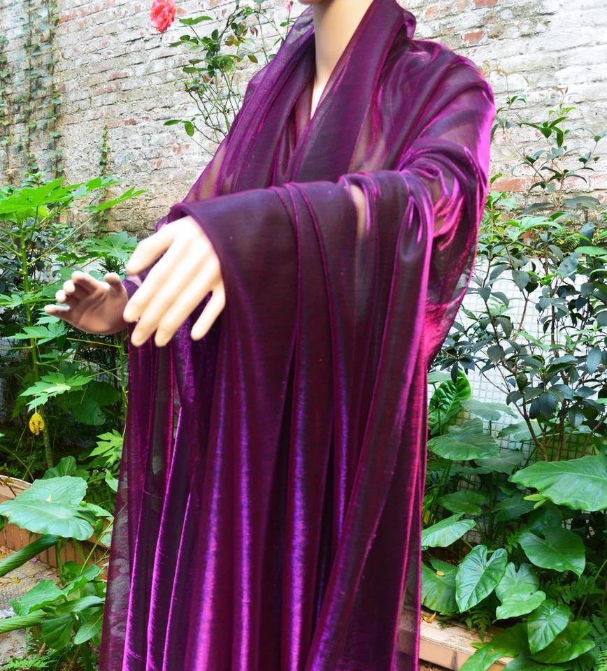 M05 Purple Black Metallic Iridescent 2 Tones Stretch Mesh Net Fabric Material - Image 3 of 4