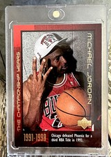 Michael Jordan Tarjeta Refractor RARA LÁMINA ROJA AÑOS 90’S INSERTAR 3 TURBERAS JERSEY #23
