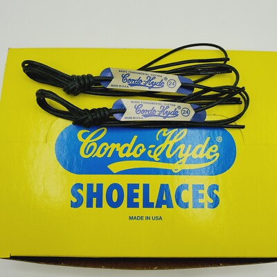 2 PAIR Black 24 Inch WAXED DRESS SHOE  LACE STRING CORDO Hyde  USA Made 24'' NOS 