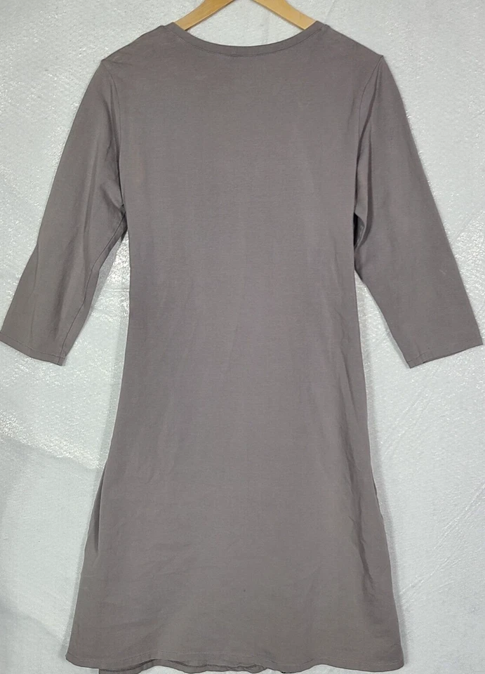 Acacia Organic Cotton Wrap Robe Women's Medium Gray Embroidered Paisley - Image 2 of 4