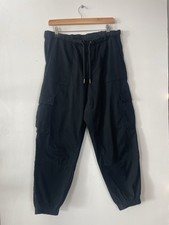 Goodmove M S Black Cargo Casual Cotton Trousers - Sz 14