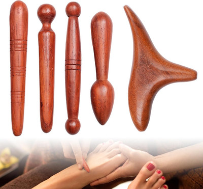 4 Stücke Massage Holz, Fuß Massagestab, Trigger Massages-Werkzeug, Massagestäbch