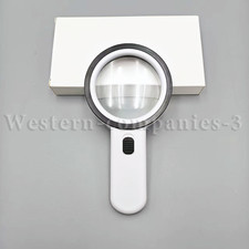 30X Handheld Magnifying Glass w/ 12 LED Light Jumbo Illuminated Magnifier US