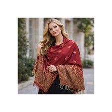 Pakistani Pashmina Shawl Oversized Scarf Wrap Paisley Multicolor Floral Woolen