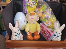 Easter HUGE DECOR VINTAGE bundle lot For Basket Fillers, CPK, Eggs,Bunnies