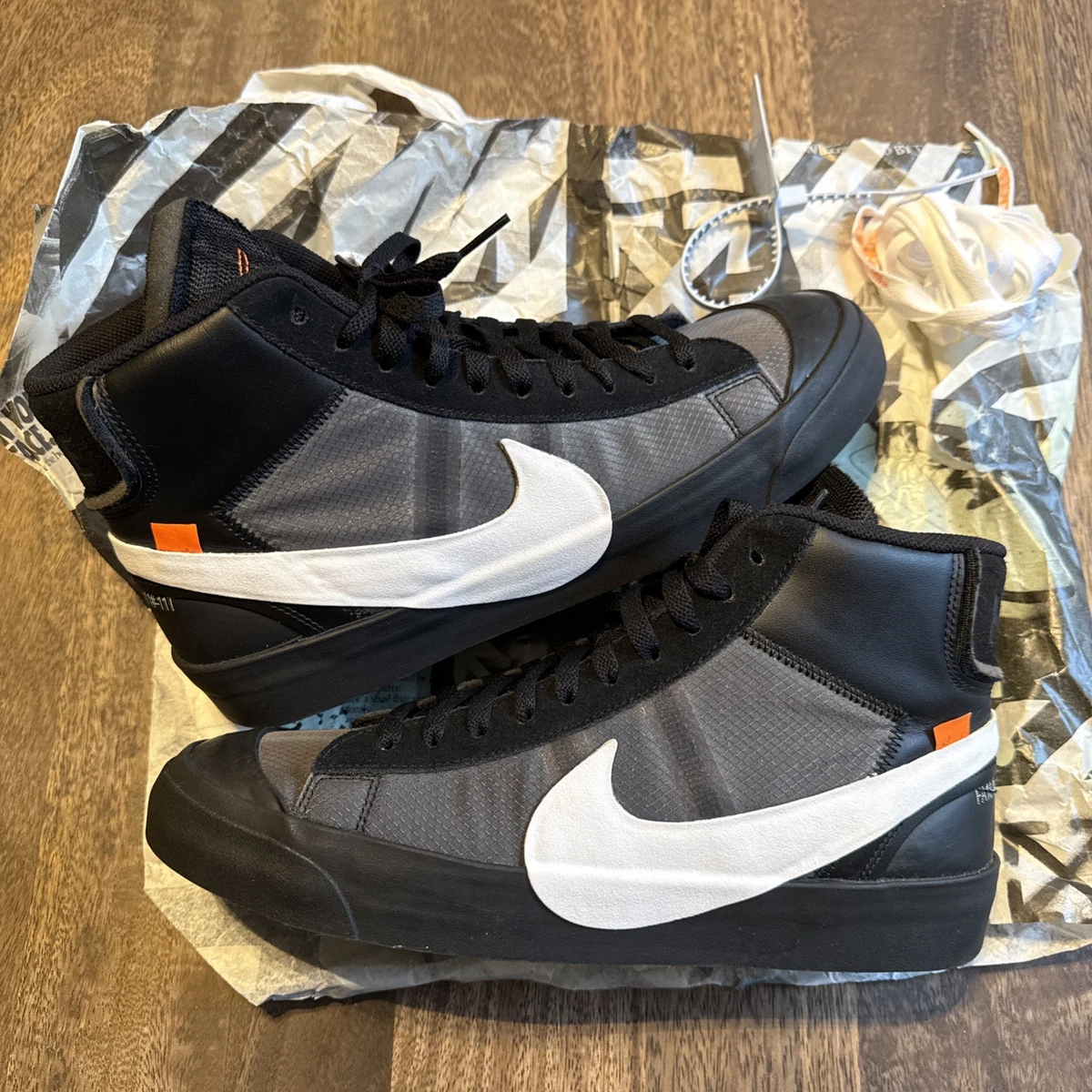 Size 11 - Nike Off-White x Blazer Mid Grim Reapers Aa3832-001 NO