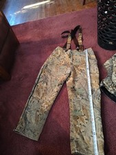 Walls Blizzard Pruf Camo Zip Pants With Camo suspenders Vintage Realtree...