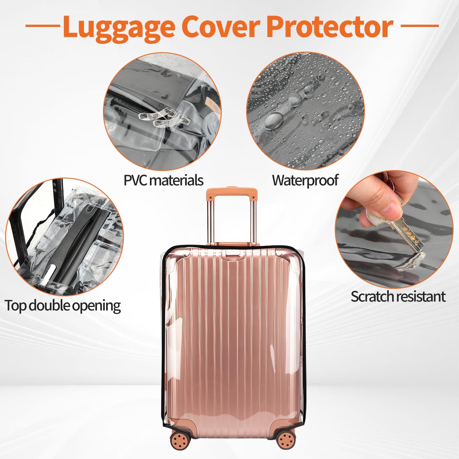 3 PCS Thicken Clear Luggage Cover Protector, Transparent PVC Suitcase Cover thumbnail 3