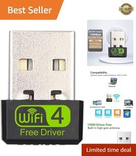 USB WiFi Adapter, 2.4GHz / 150Mbps, Plug-and-Play, Built-in High-Gain Antenna...