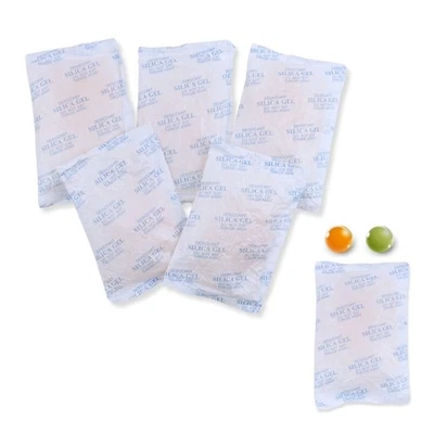 LENS-AID Silica Gel Beutel 5x 100g Orange/Grün Trockenmittel Indikator Regenerierbar
