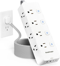 10 Ft Surge Protector Power Strip - 8 Widely AC Outlet 4 Strip-White