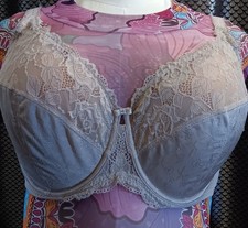Beige Lace Flowers Unpadded Unlined Wired 3 Part Cups Bra By Delmira USA Sz 40F