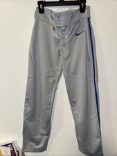 Nike Team Engineered Baseball Pants Boys Small Gray Blue Swoosh new
