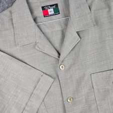VTG D'Accord Mens XL Safari Camp Shirt Green Gray Guayabera Cuban Made in USA