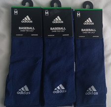 3 Pairs ADIDAS BASEBALL Socks Over the Calf Compression Navy Blue Size Medium