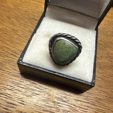Sterling Silver  Turquoise Ring Sz 7 Native American - Green Turquoise