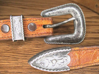 Vintage McCabe Sterling Silver Belt Buckle/Ranger Set Western Wear Engraved