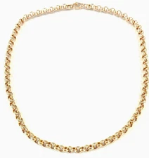 14K Yellow Gold Rolo Belcher Chain Link Necklace 18” Italy Smart investment 18g
