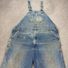 Carhartt Dungarees Adult 48x32 Blue Overalls Bib Denim Carpenter Work Wear Men