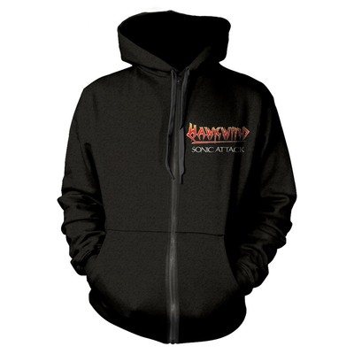 HAWKWIND - SONIC ATTACK BLACK Hooded Sweatshirt with Zip X-Large