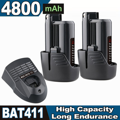 2X Für Bosch GBA 12V 4,8Ah Akku BAT411 Li-ion GSR GDR GSA BAT412 GWI / Ladegerät