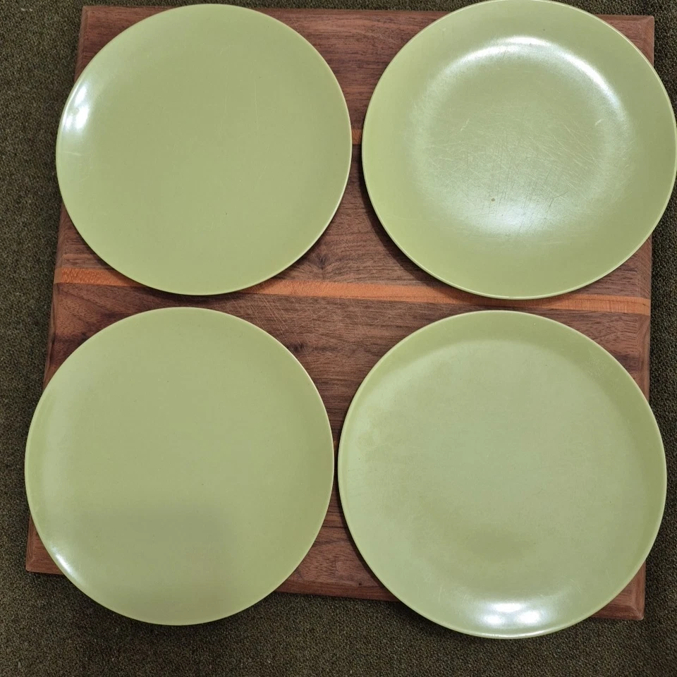 Vintage Grün Avocado Melamin 4er Set Brot/Dessertteller 5,75" 
