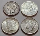 Lot of 4 - 3× 1922 Peace Dollars (1 D Toned Obv/Rev) + SD Bullion 1 oz Round