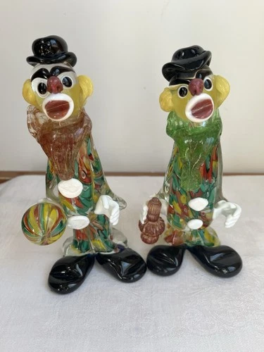 1950’s Vintage Murano Glass Clowns, Hand Made Italy 🇮🇹