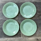 4 Vintage Fire-King 9" Jadeite Oven Glass / Ware Ribbed "Jane Ray" Dinner Plates