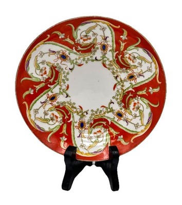Antique Spode Hand-Painted Saucers 7534  Ornate Rococo Revival.