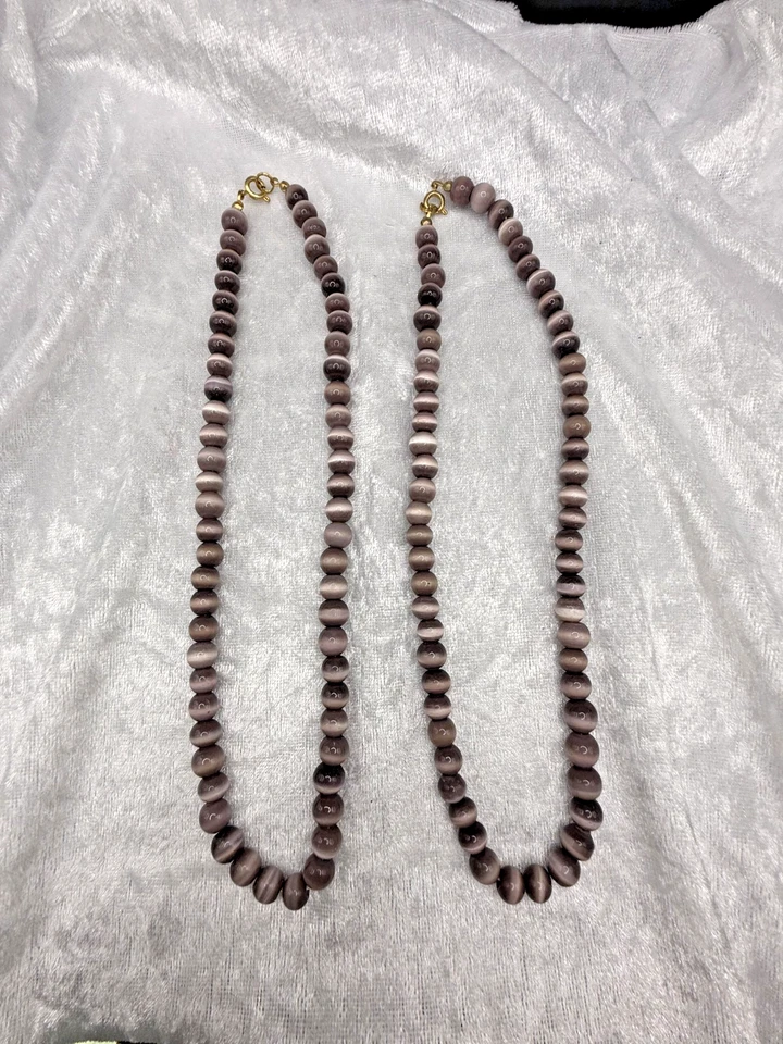 Lote Collar Piedra Ojo de Gato Vintage 18" Foto 3 de 4