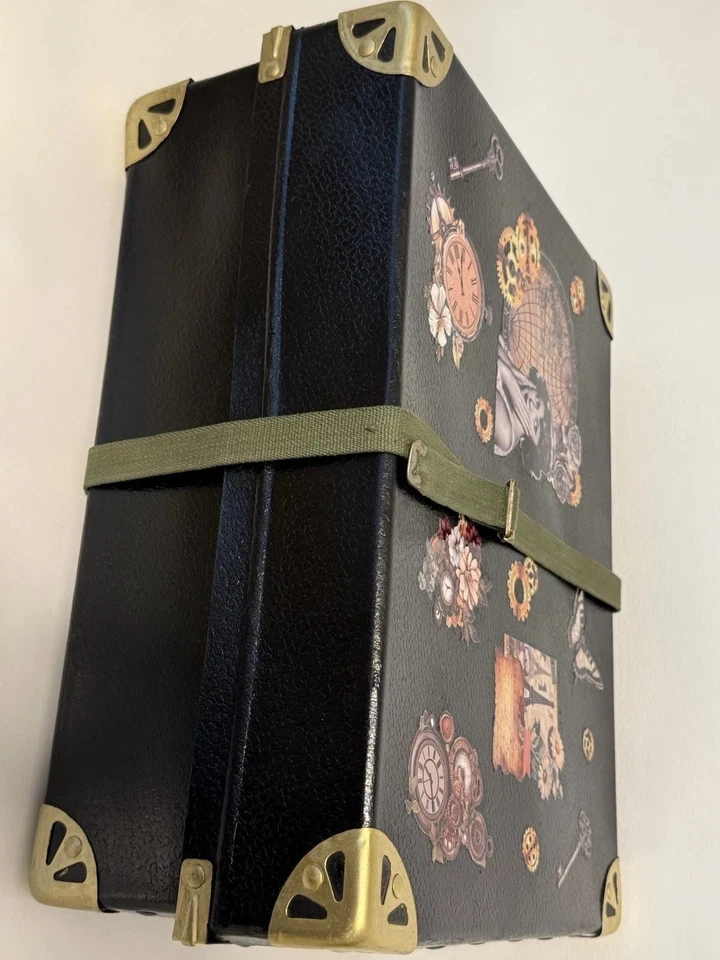 De Colección Imitación Cuero Rectángulo Viaje en el Tiempo Sombrero Caja Steampunk Victoriano Gótico Latón Foto 3 de 4